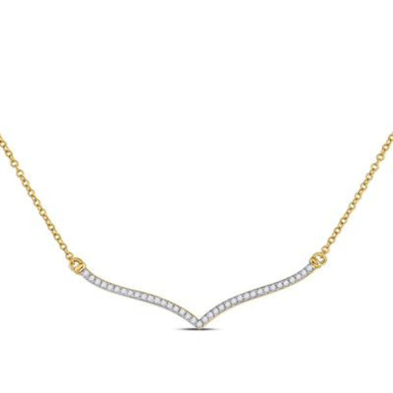 1/4CTW Round Diamond 18 Inch Bar Fashion Ladies Necklace -  10K Yellow Gold