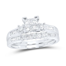  1/2CTW Princess Diamond Bridal Wedding Engagement Ring Set - 10K White Gold