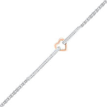  1/8CTW Round Diamond Heart Fashion Bracelet- 14K Two-Tone Gold