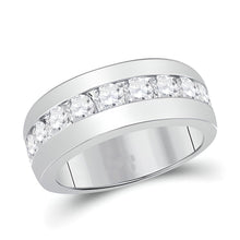  2CTW Round Diamond Single Row Channel-Set Wedding Men's Band Ring- 14k White Gold
