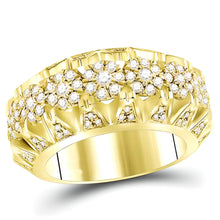  1-1/2CTW Round Diamond Cluster Luxury Band Men's Ring - 14k Yellow Gold
