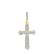  1-1/5CTW Diamond Cross Charm Gift Fashion Women's Pendant - 10K Yellow Gold