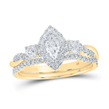  3/4CTW Marquise Diamond Halo Bridal Wedding Engagement Ring - 14K Yellow Gold