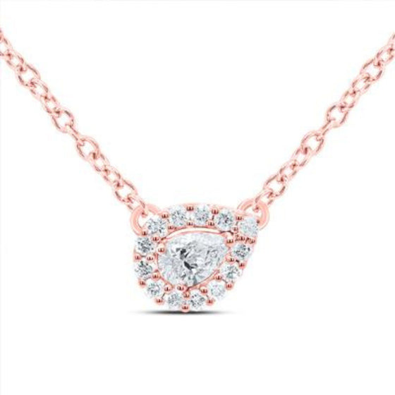 1/6CTW Pear Diamond Solitaire Fashion Ladies Necklace -  14K Gold