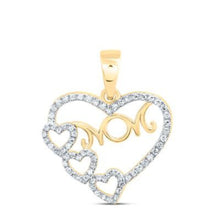  1/6CTW Diamond MOM Gift Heart Women's Pendant  - 10k Yellow Gold