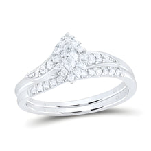  1/3CTW Marquise Diamond Bridal Engagement Wedding Ring Set- 10K White Gold