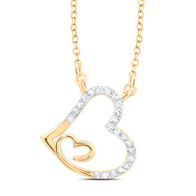  1/10CTW Diamond Fashion Heart Necklace - 18 " Yellow Gold