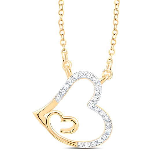 1/10CTW Diamond Fashion Heart Necklace - 18 " Yellow Gold