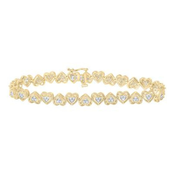 1CTW Round Diamond Heart Fashion Bracelet- 10K Yellow Gold