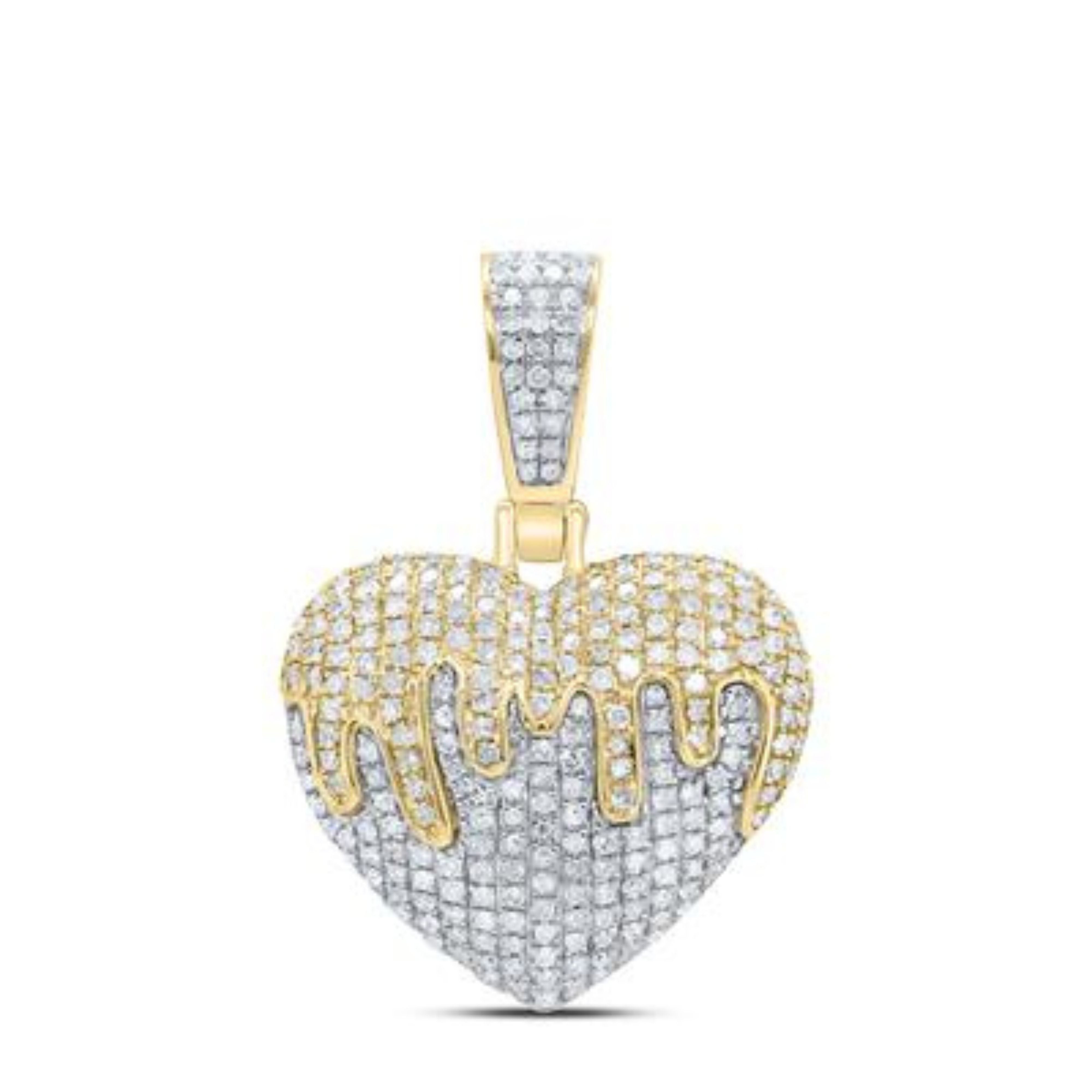 3/4CTW Round Diamond Melting Heart Charm Women's Pendant - 10K Yellow ...