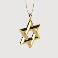 The 14k Gold Star of David Pendant, shown on a delicate gold chain against a white background, highlights the timeless elegance of Jewish jewelry.