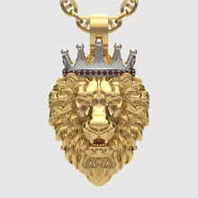  alt=" Make a statement with the Regal Lion Pendant in 14K Gold. Features a detailed lion and crown design, symbolizing strength and royalty, perfect for bold elegance. "