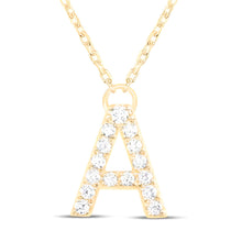  1/5CTW Diamond Ana M Initial "A" Fashion Necklace - 16 " Yellow Gold