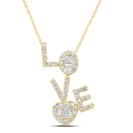 1/2CTW Diamond Fashion Love Heart 17- Inch Ladies Necklace -  10K Gold