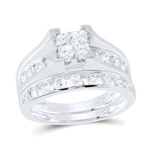  1-1/2CTW Princess Diamond Bridal Engagement Wedding Ring Set- 14K White Gold