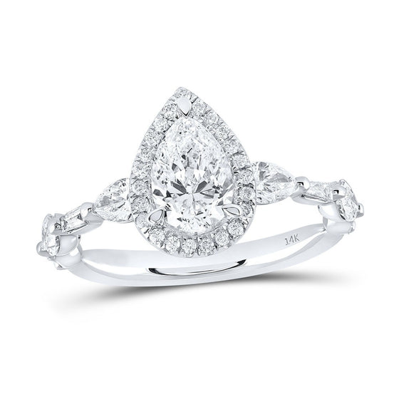 Penelope 1-7/8ctw Pear Diamond Halo Engagement Ring - 14k White Gold