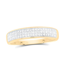  1/5CTW Round Diamond Pave Wedding Men's Band Ring- 10k Yellow Gold