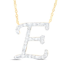  1/5CTW Diamond Initial "E" Fashion Baguette Necklace - 18" 10K Yellow Gold