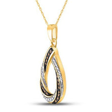  1/4CTW Brown Diamond Teardrop Stripe Fashion Women's Pendant -10K Yellow Gold