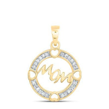  1/8CTW Diamond Gift "MOM" Heart Women's Pendant  - 10k Yellow Gold