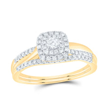  1/3CTW Diamond Cushion Double Halo Engagement Bridal  Wedding Ring Set- 14K Yellow Gold