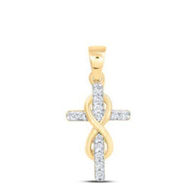  1/10CTW Diamond Gift Cross Charm Women's Pendant - 10K Gold