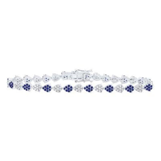 1CTW Natural Diamond 1-1/5 Round Brilliant Natural Gem Pear Ladies Bracelet- 10K White Gold