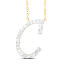  1/5CTW Diamond  Initial "C" Fashion Baguette Necklace - 18" 10K Yellow Gold