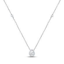  1/2CTW Pear Diamond Fashion Teardrop Necklace - 17" 14K White Gold