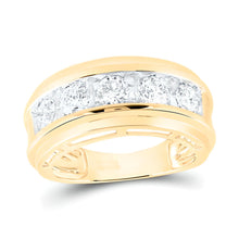  2CTW Round Diamond 5 Stone Men's Wedding Band Ring - 14k Yellow Gold