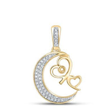  1/10CTW Round Diamond Crescent  Moon Heart Fashion Charm Women's Pendant - 10K Yellow Gold