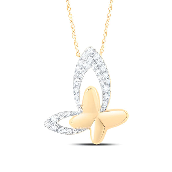 1/3CTW Diamond Gift Butterfly Necklace - 18" 10K Yellow Gold