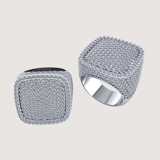 Iced Cushion Diamond Ring in White Gold with 6.48 CT Lab-Grown Diamonds