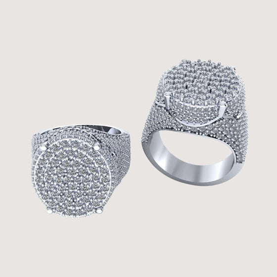 Round Pavé Diamond Ring in White Gold with 4.58 CT Lab-Grown Diamonds