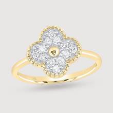  Women's Diamond Four Leaf Clover ring in 10k yellow gold. Ethically sourced 1/3ctw round natural diamonds. | GOLDZENN 