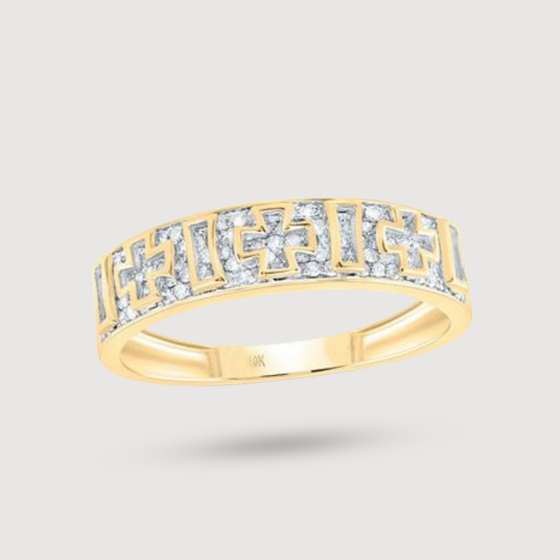 1/2ctw Diamond Cross Ring - 10k Gold