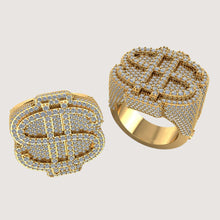  Dollar Sign Diamond Ring – 4.32 CT Pavé Design Make a bold statement of luxury with the Dollar Sign Diamond Ring – 4.32 CT Pavé Design. Perfect for those who appreciate iconic style, this men's gold ring showcases a dollar sign motif encrusted with sparkl