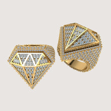  Radiant Diamond Shaped Ring in Yellow Gold featuring 6.65 CT Lab-Grown Baguette Diamonds