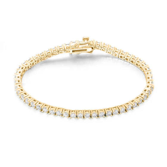 2mm-5mm Tennis Bracelet with moissanite stones in 14k Solid Yellow Gold, stamped for authenticity | GOLDZENN  