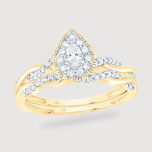  Penelope 1/3ctw Pear Diamond Halo Engagement Ring - 14k Yellow Gold