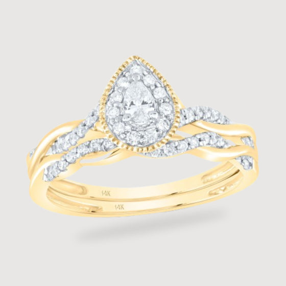 Penelope 1/3ctw Pear Diamond Halo Engagement Ring - 14k Yellow Gold