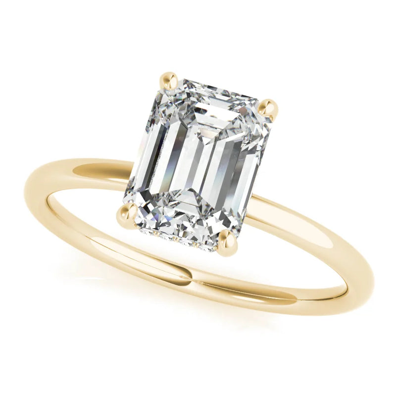 Adelina emerald lab-grown diamond engagement ring, 2 ct center, yellow gold