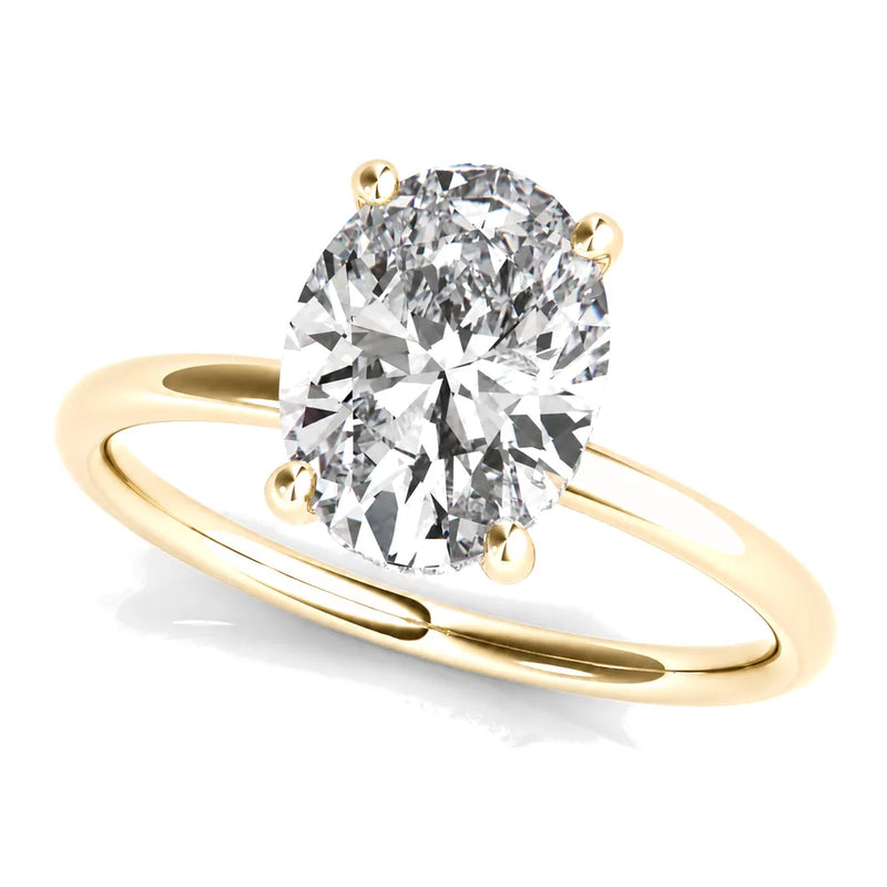 Adelina oval lab-grown diamond engagement ring, 2 ct center, yellow gold