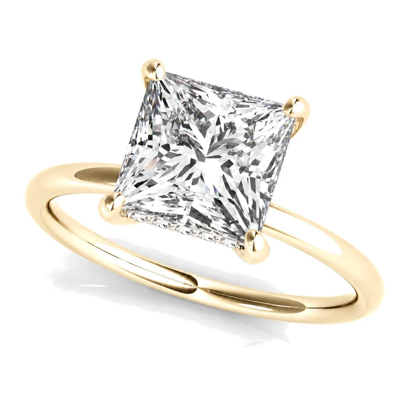 Adelina princess lab-grown diamond engagement ring, 2 ct center, yellow gold