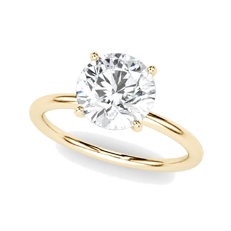 Adelina round lab-grown diamond engagement ring, 2 ct center, yellow gold