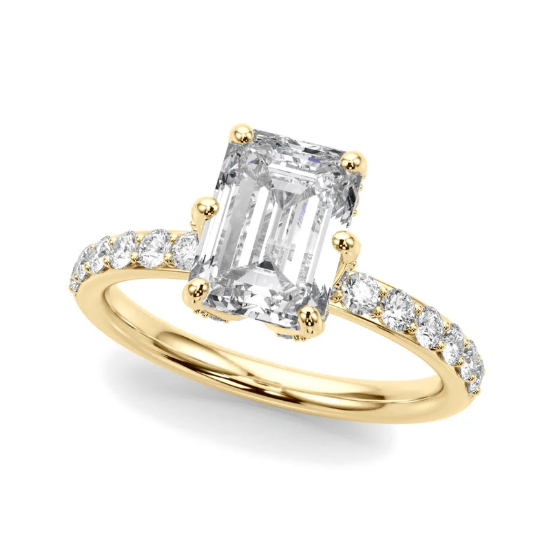 Aitana emerald lab-grown diamond engagement ring, 2 ct center, yellow gold