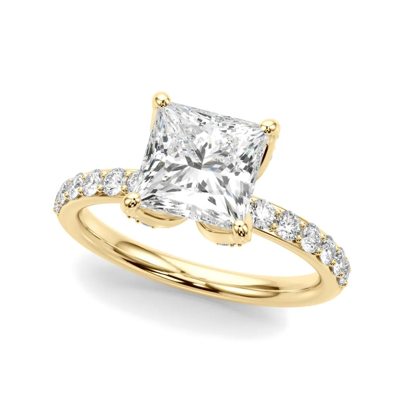 Aitana princess lab-grown diamond engagement ring, 2 ct center, yellow gold
