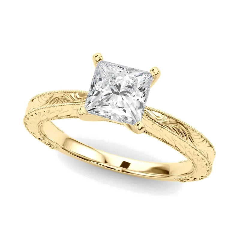 Annika princess lab-grown diamond engagement ring, 2 ct center, yellow gold