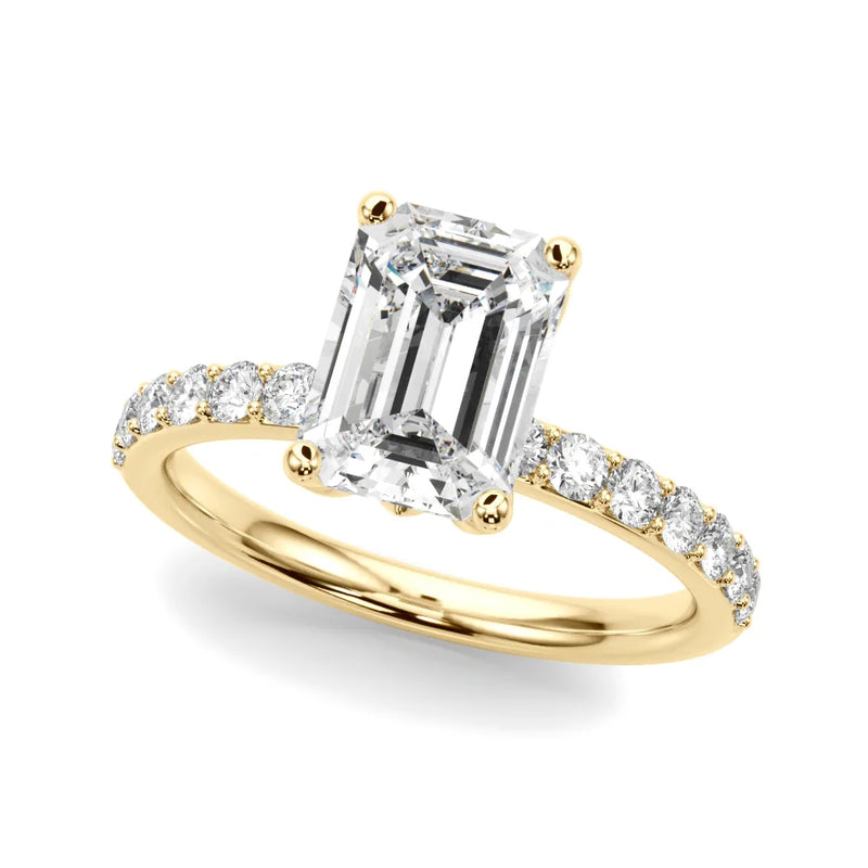 Antonia emerald lab-grown diamond engagement ring, 2 ct center, yellow gold