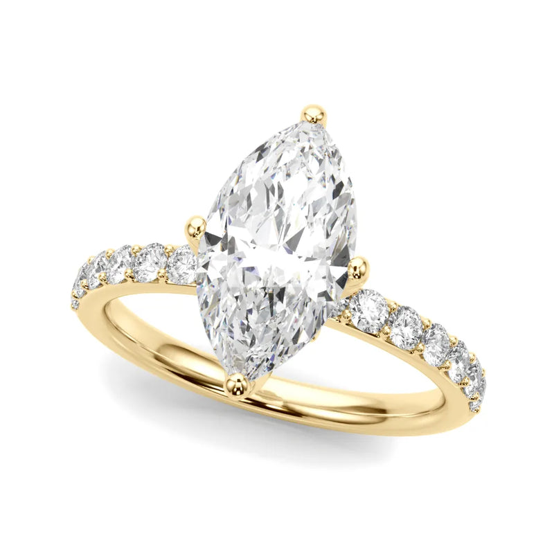 Antonia marquise lab-grown diamond engagement ring, 2 ct center, yellow gold